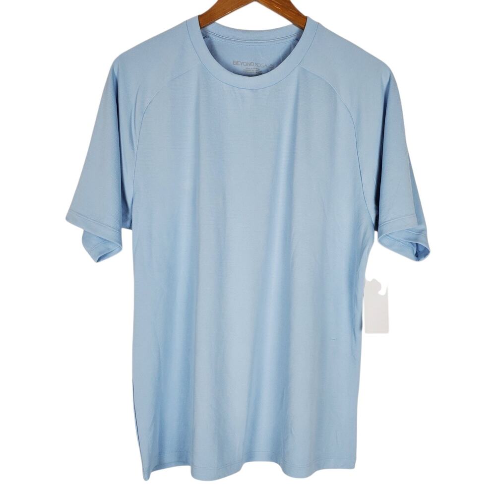Beyond Yoga All In Active Athletic Tee Shirt Mens Size M Blue Mist Short Sleeve